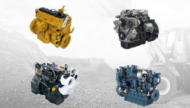 Complete diesel engine assembly for excavators