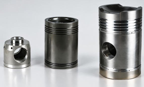 Group of steel crown and aluminum skirt split-type forged pistons for heavy-haul locomotive engines