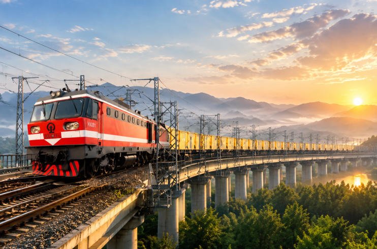 Heavy-haul railway freight wagons operating on a mainline railway