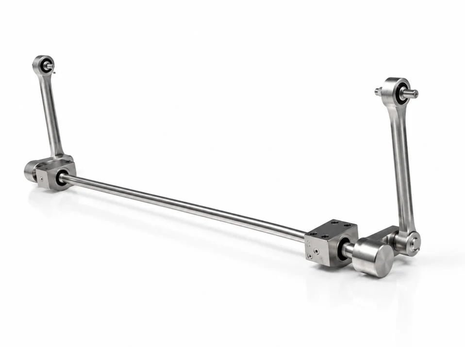 Anti-roll bar system mounted on a railway bogie frame