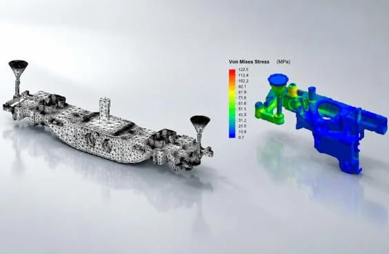 3D Solidification Simulation -- thermal stress distribution analysis for bogie casting