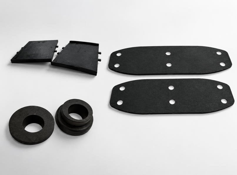 Cross-section of a microcellular foaming rubber track anti-vibration pad