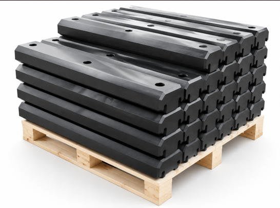 100% Virgin UHMWPE cross-section slice showing pure, clean polymer structure with uniform density -- premium grade railway sleeper material