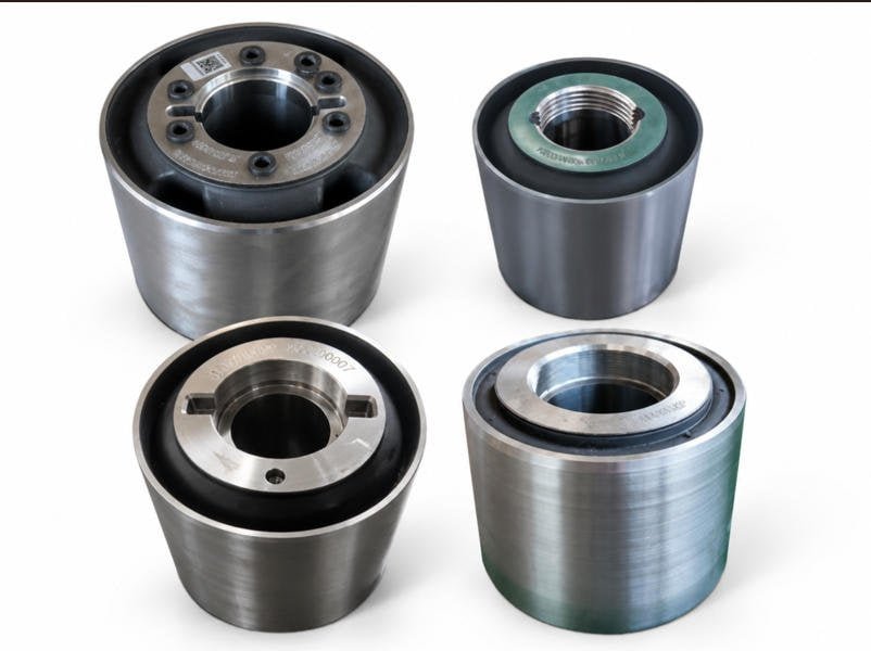 Central pivot bush showing steel sleeve and vulcanized rubber layer