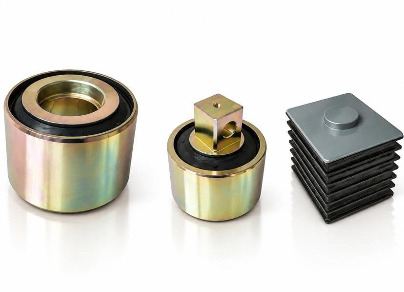 Multi-layer rectangular traction rubber block with steel plates